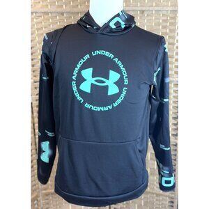 Under Armour Youth XL ColdGear Hooded Sweatshirt Black/Teal YXL